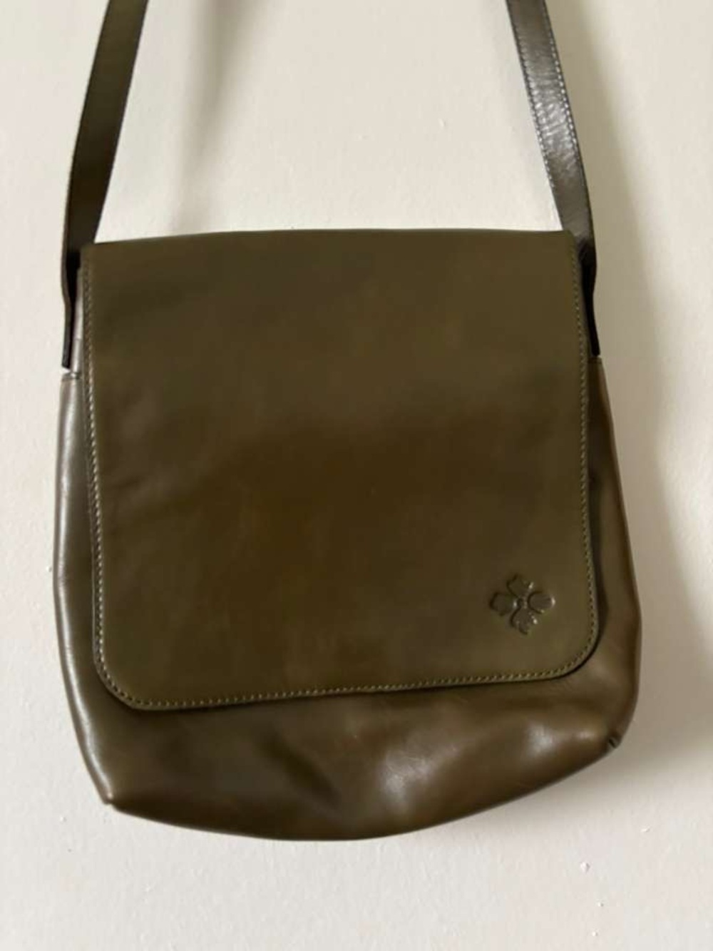 Patricia Nash Olive Green Leather Crossbody Shoulder Bag